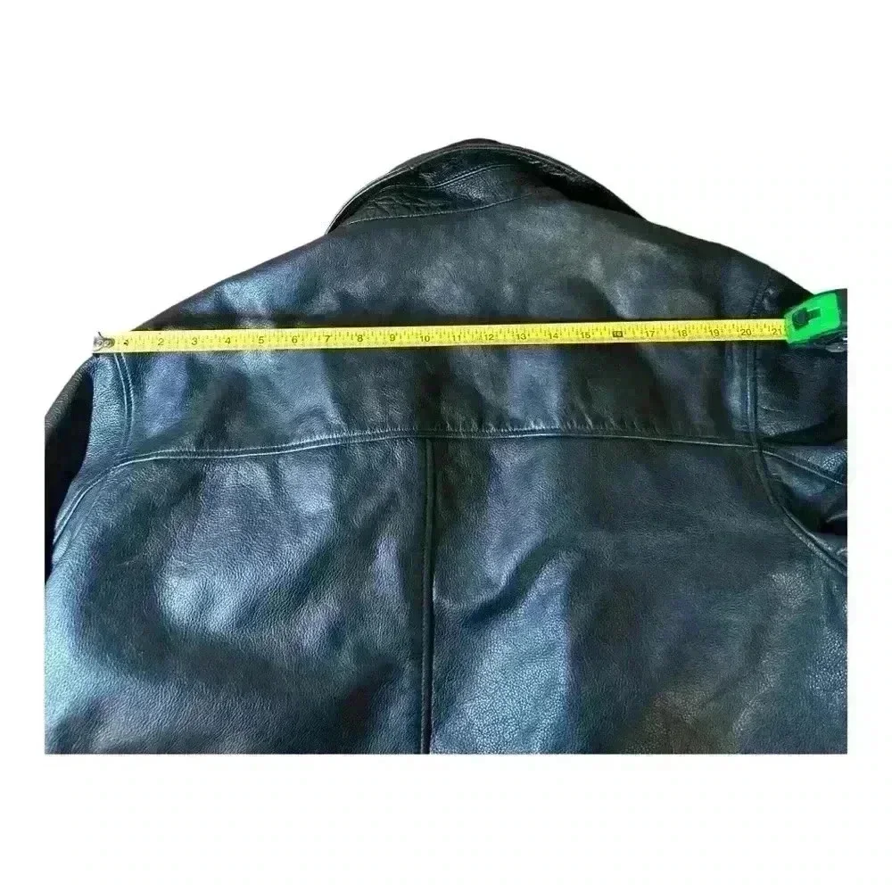 J. Crew Vintage 90s Black Pebbled Leather Men’s Full Zip Lined Bomber Jacket XL